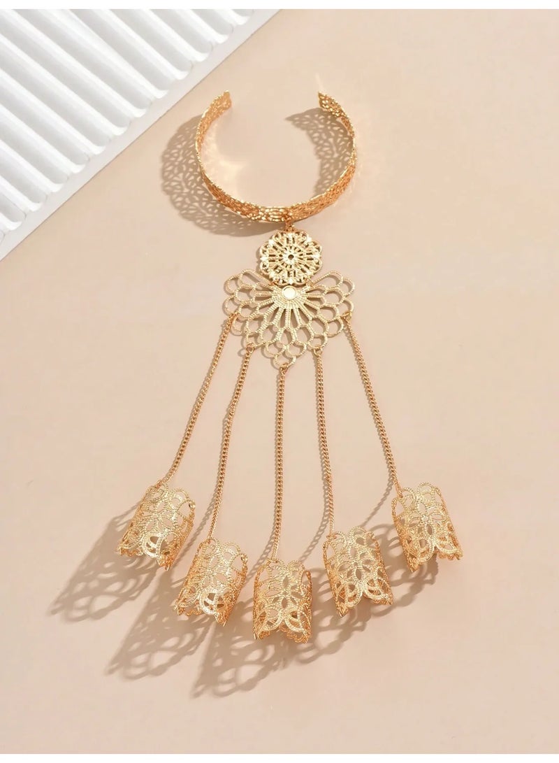 Saudi Founding Day Luxury Hand Chain Bracelet with Connected Ring Chains – Eye-Catching Design, Lightweight & Comfortable for Long Wear, Adds a Premium Heritage Touch to Your Look - Image 2